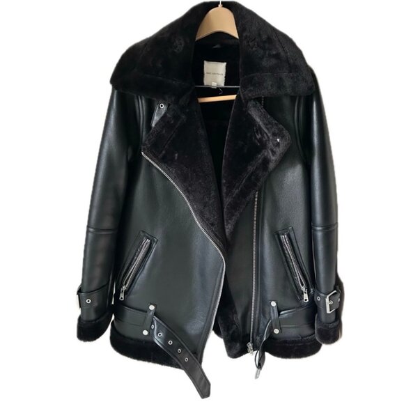Faux Leather Asymmetric Moto Coat - Picture 2 of 5